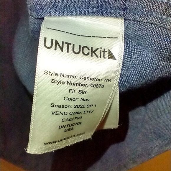 UNTUCKit Cameron WR 100% Linen Short Sleeve Button Up Shirt Men's sz Large. - Picture 5 of 6